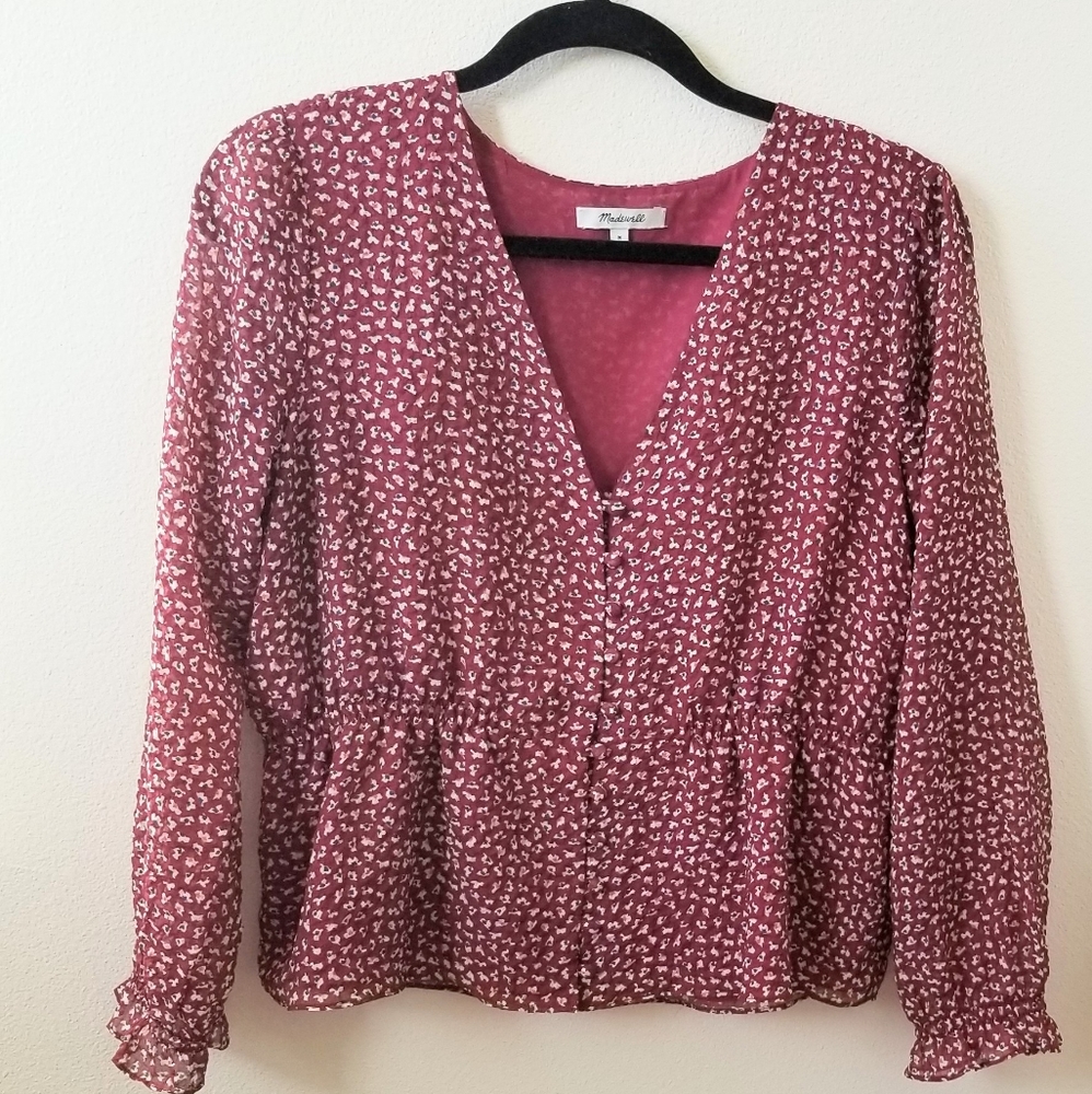 Madewell Burgundy Blouse with Pattern